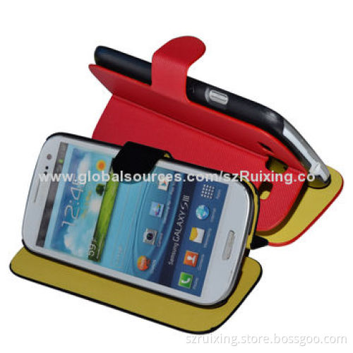 Stock Item Twill Veins Leather Case for Samsung Galaxy S3/I9300, with Stand Function